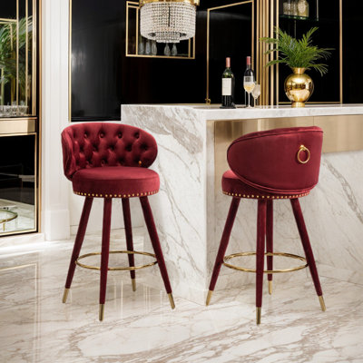 Seanda Swivel Upholstered Counter Stool with Solid Wood Frame