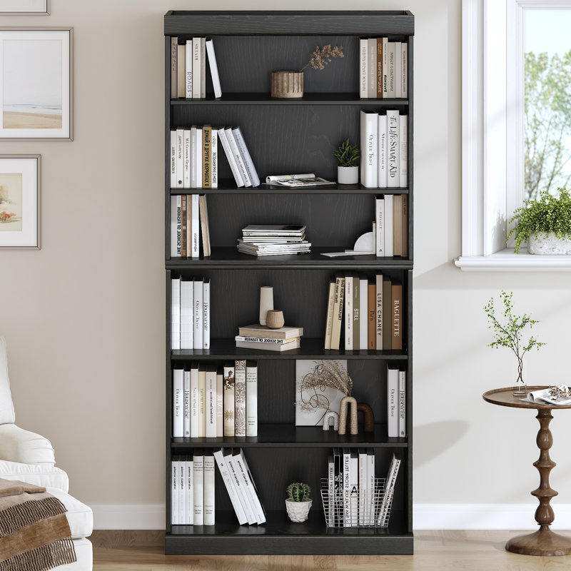 Bibliothèque en bois avec 5 tablettes, Noir, noir, noir, noir, (5 tablettes) H 67 po x l 31 po x P 16 po