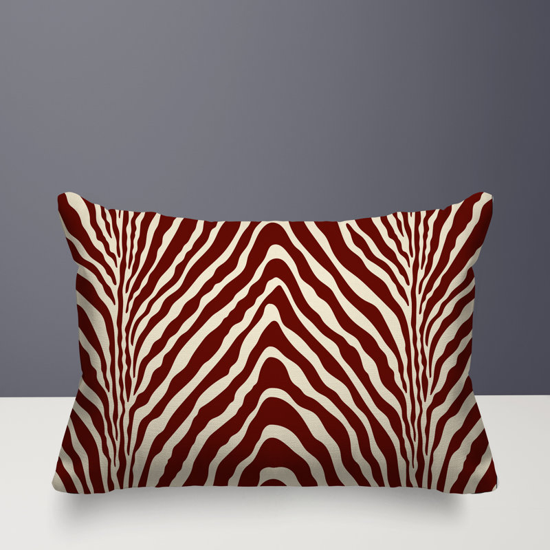 Oreiller rectangulaire réversible intérieur / extérieur Gilda, Rectangle H 18 po x l 25 po, Rouge