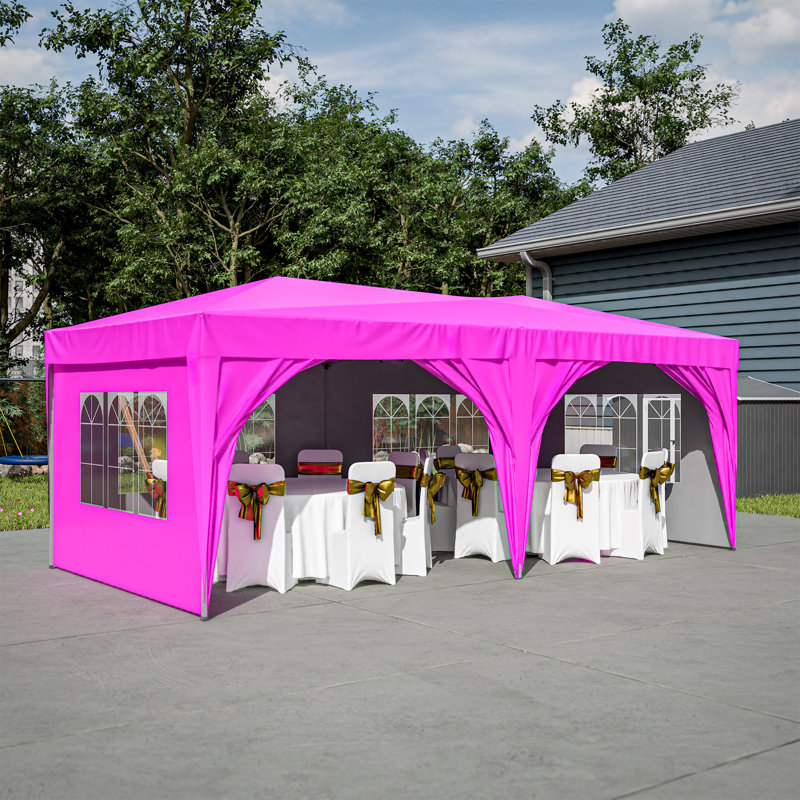 Tente pliante extérieure pour l'extérieur avec 6 parois latérales amovibles, H 102,25 po x l 234,85 po x P 118,25 po, Rose