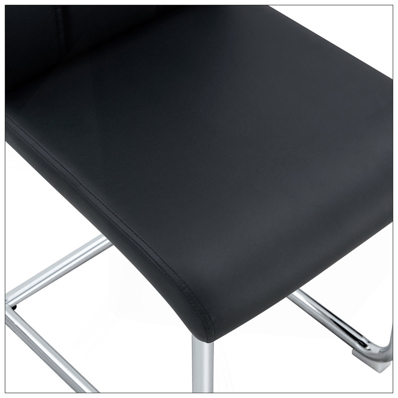 Ensemble de 2 chaises de salle à manger, ensemble de chaises de salle à manger noir, siège à dossier haut en polyuréthane et fauteuil à pieds robustes, convient à la salle à manger, à la cuisine et au salon