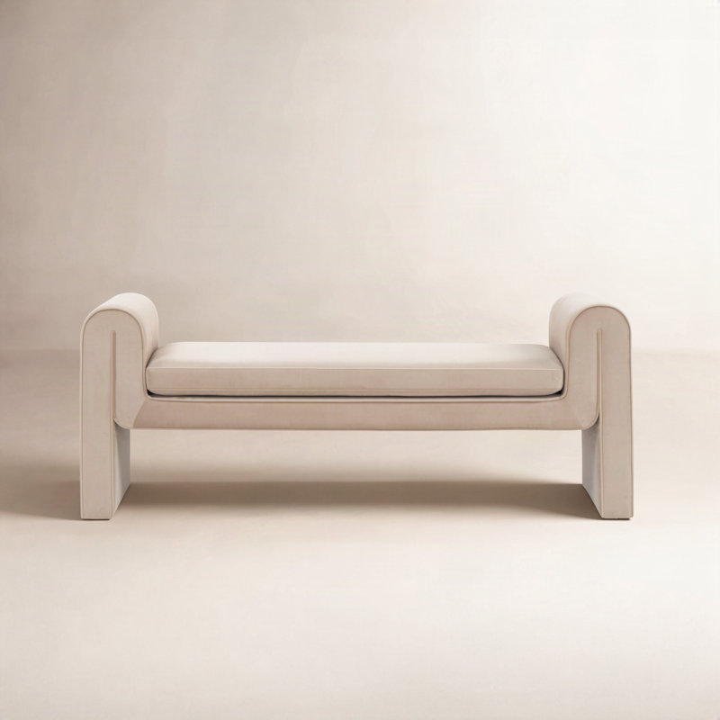 Deshai Velvet Bench, Light Brown