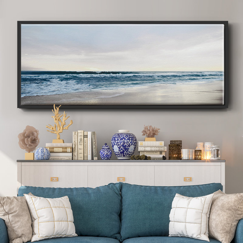 «Shimmering Dawn», peinture sur toile encadrée, H 8 po x l 20 po, Noir
