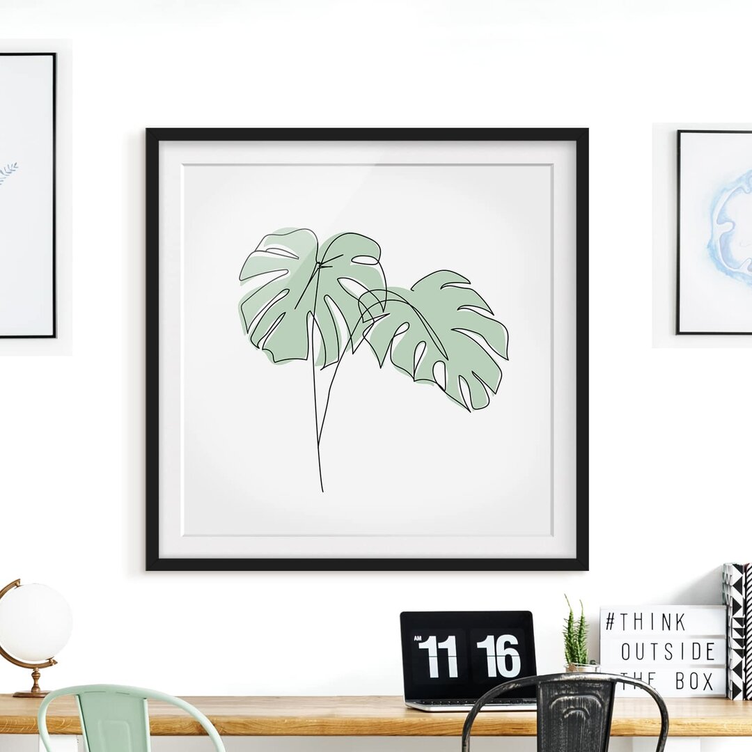 Gerahmtes Poster Monstera Leaves Line Art