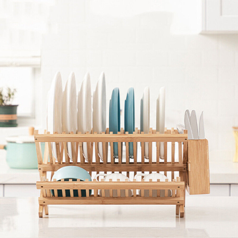 Bamboo Two Tier Dish Rack