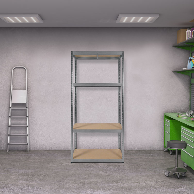 Larue Metal Shelving Unit, Dark Silver, 160cm H x 75cm W x 35cm D