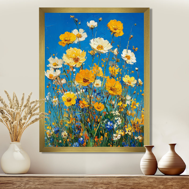 Bassham - décoration murale florale, H 32 po x l 16 po, Reproduction encadrée d'une seule photo, Doré