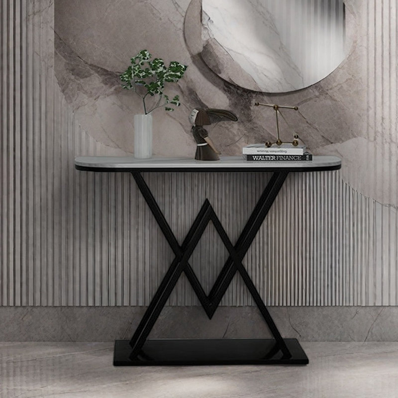 Table d'entrée de luxe moderne, H 31,5 po x l 47,2 po x P 11,8 po, Noir