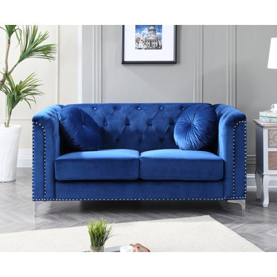 Emmerich Pompano Mid Century Velvet Loveseat