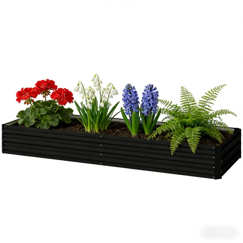 Flowers Box,Succulents Box,Raised Garden Bed, 11.8" H x 95" W x 35.8" D, Black