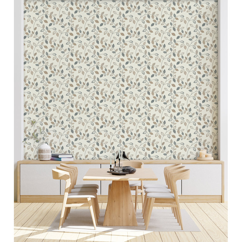 Sylvie Neutral Leaf Trail Wallpaper