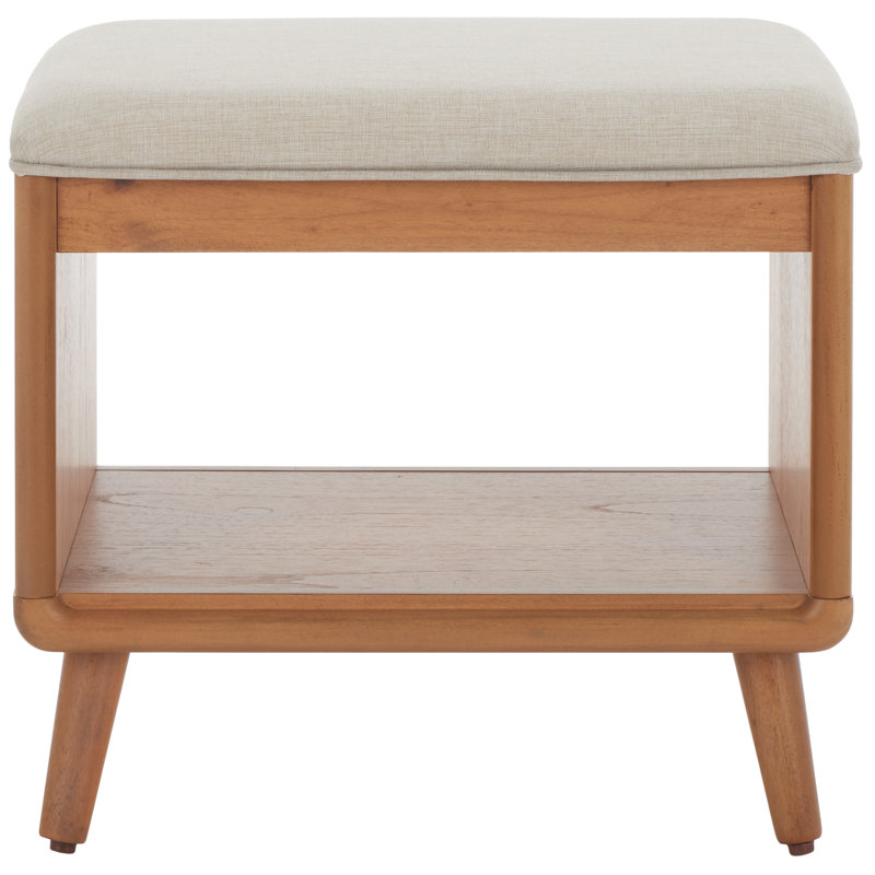 Polyester Upholstered Storage Bench, Cream