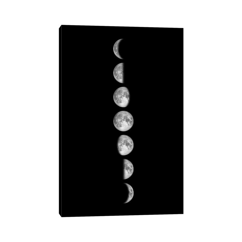Minimalist Moon Phases - Black 1 Piece Wrapped Canvas Wall Art, 101.6 cm H x 66.04 cm W x 1.91 cm D