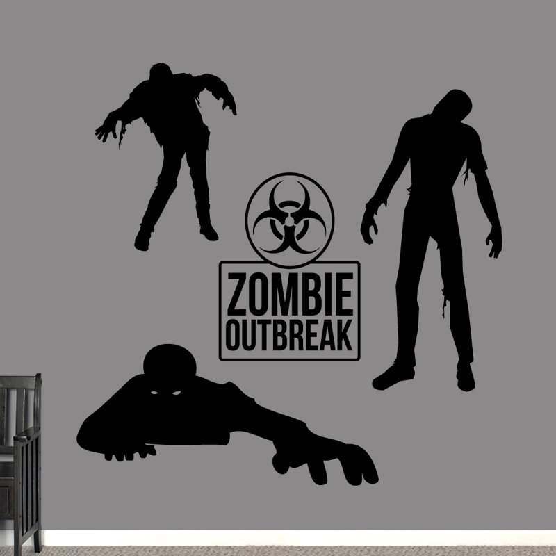 Ensemble de décalcomanie murale zombie, Noir