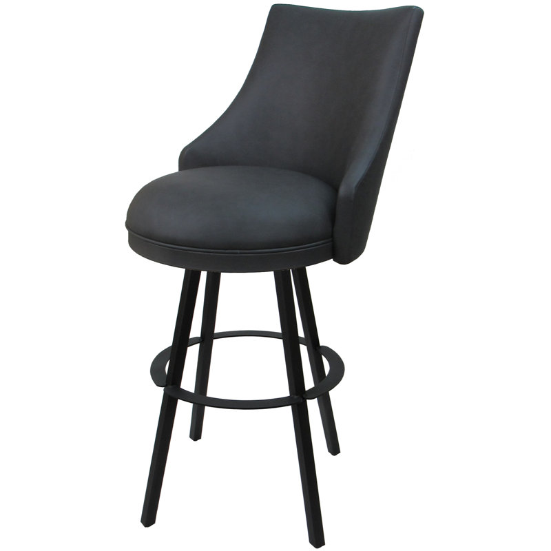 Karnveer Vinyl, White, Gray, Extra Tall (34" Seat Height)
