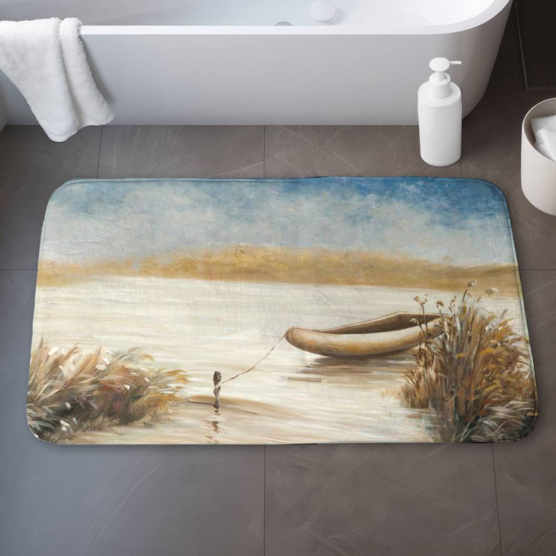 Abandoned boat Bath Mat with Non-Slip Backing - Quick Dry Memory Foam Bathroom Rug - Absorbent - Modern Plush Spa-Style - Machine Washable