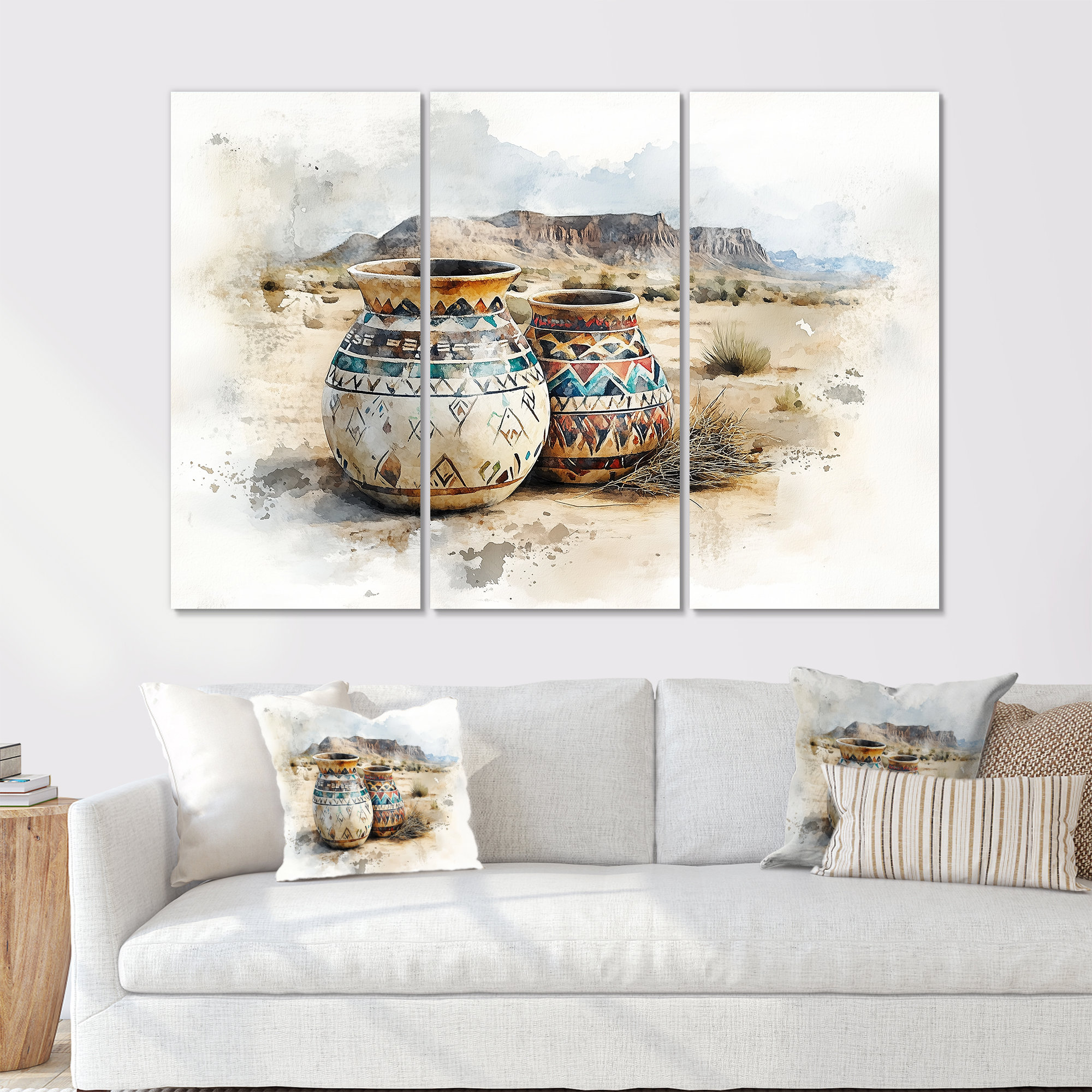Bungalow Rose Brown Blue Desert Native Art Pottery - Boho Pottery Wall ...