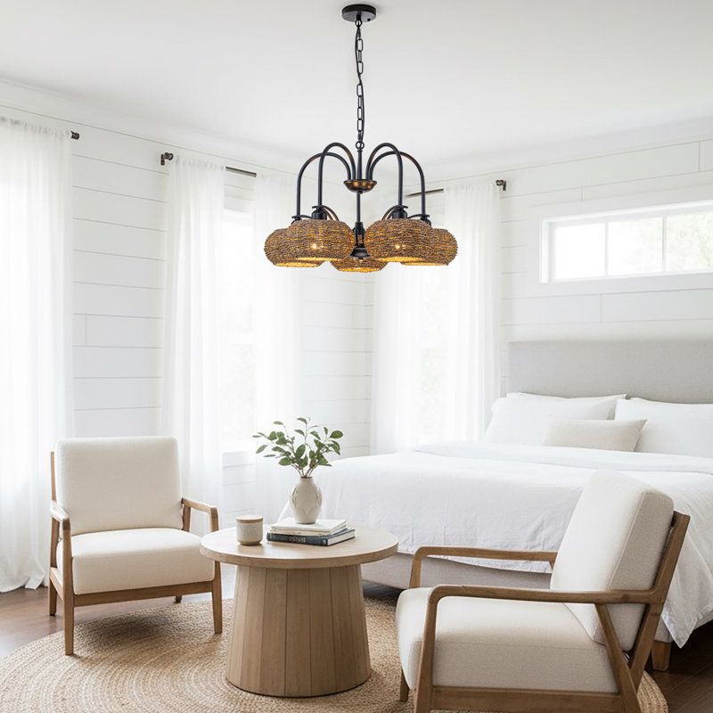 Lustre rustique Modern Farmhouse, 5, H 16 po x l 24 po x P 24 po