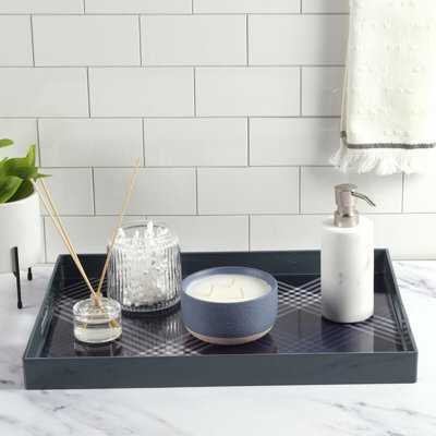 Blue Plaid Serving Tray, 19X14 Inch