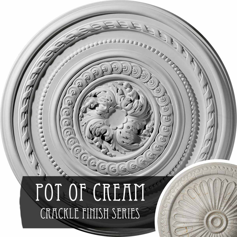 26 médaillon de plafond perle de 26 1/4 po x P 1 1/2 po (convient aux auvents jusqu'à 1 7/8 po), Pot de crème craquelé