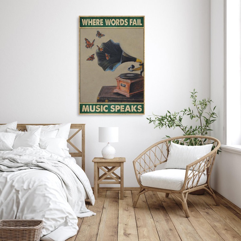 Quand les mots échouent, musique parle - Rectangle, impression sur toile tendue, H 36 po x l 24 po x P 1,25 po
