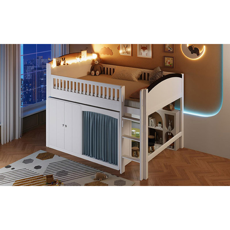 Twin Size Loft Bed, White