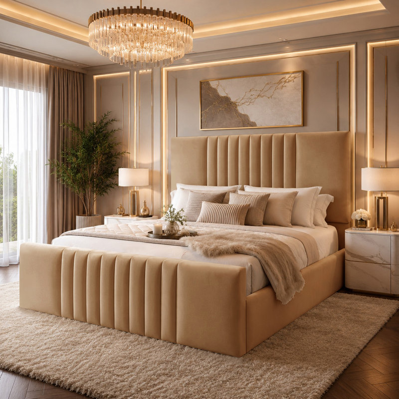 Bed, Beige, Super King (6')