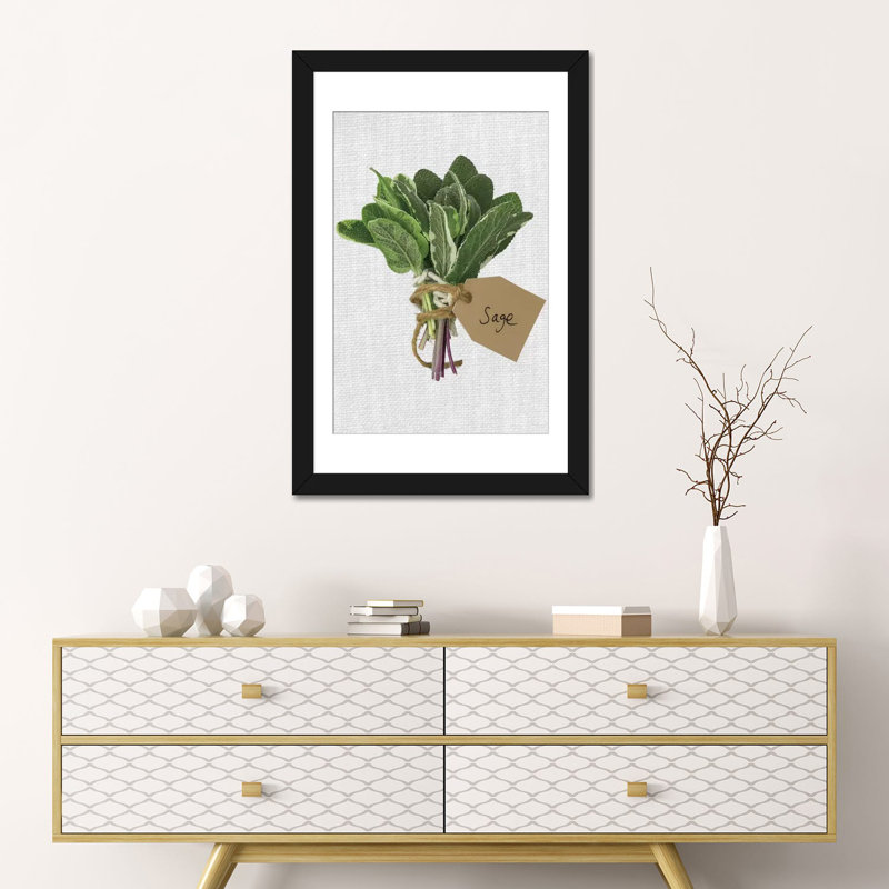 «Sage», reproduction d'impression sur toile, H 24 po x l 16 po x P 1 po, Papier d'art encadré noir, Blanc