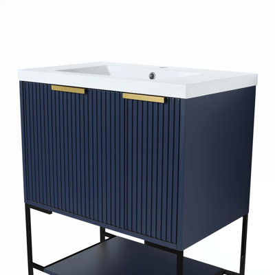 Meuble-lavabo autoportant avec lavabo en résine