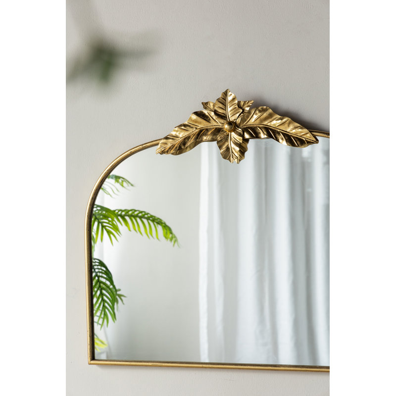 Miroir arqué 39,5 "x 35" doré avec cadre en métal, 39,6 po x 35 po
