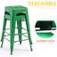 Ensemble de 2 tabourets de bar en métal, hauteur de comptoir 24 po Chaises de bar industrielles Tabourets de patio intérieur / extérieur à hauteur de comptoir avec siège carré-1397376338-1426740436