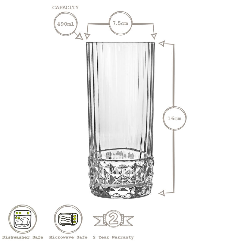 America '20s Highball Glasses - 490ml, 6