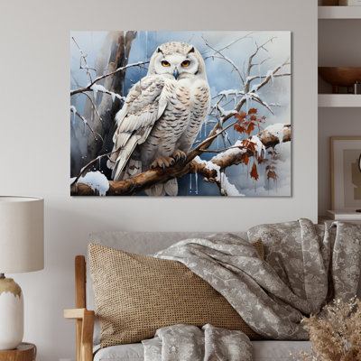 «Winter Snowy Owl Landscape», art mural en métal animaux