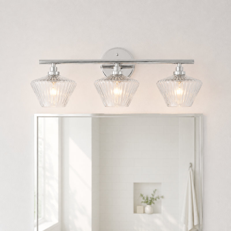3 - Light Dimmable Bath Sconce, Silver