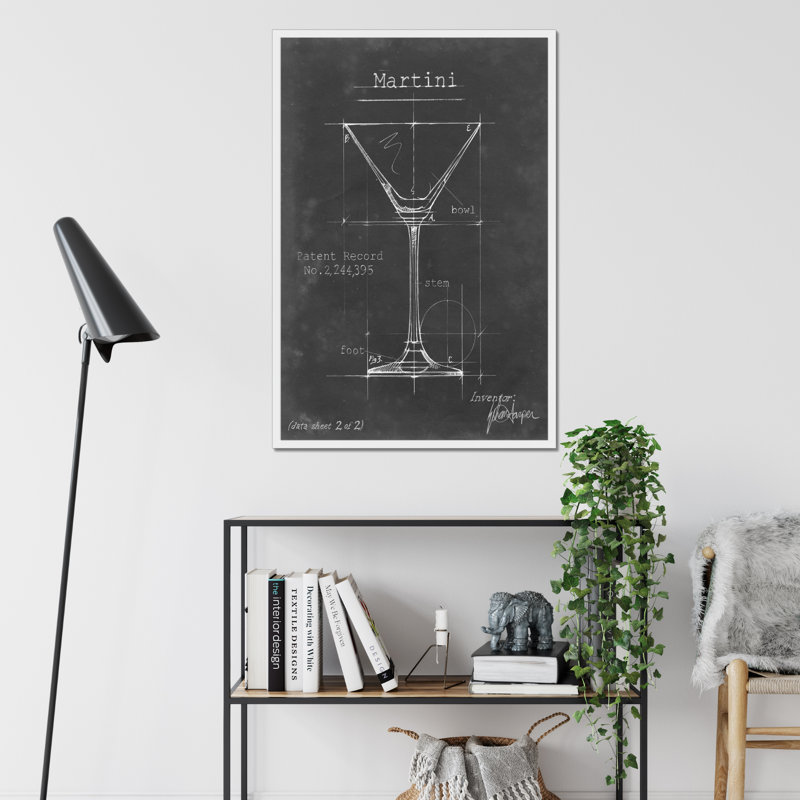 Barware Blueprint V by Ethan Harper - Painting, 95cm H x 65cm W, White Framed Paper Print