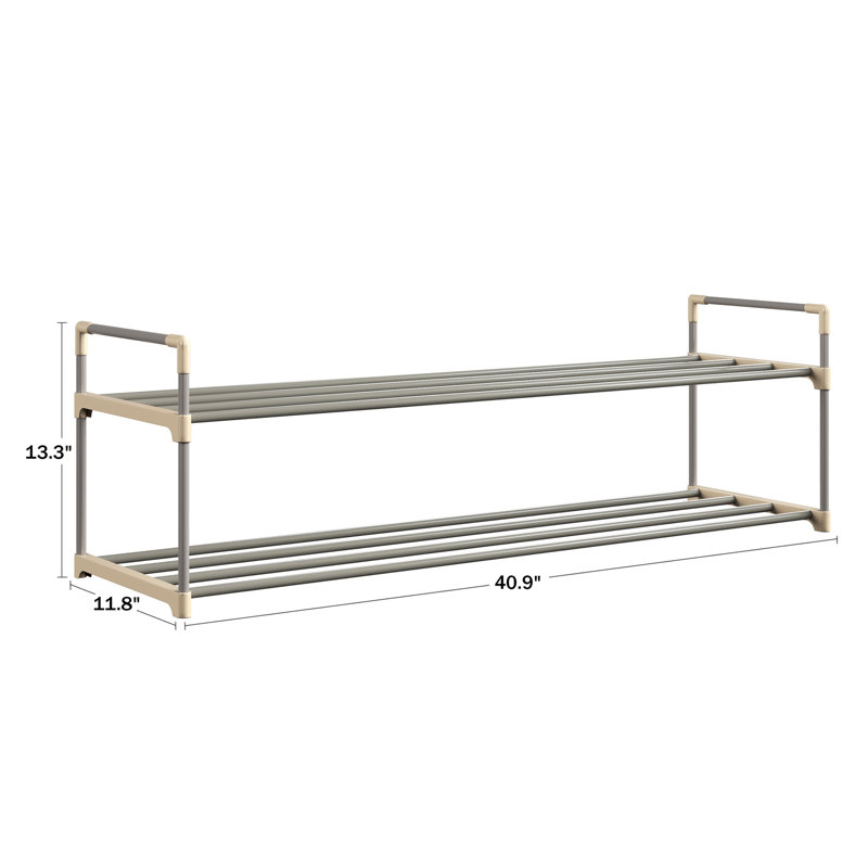 Free Standing Shoe Racks –Two 2-Tier Shoe Organizer Shelves for Closet or Entryway with Space for 24 Pairs Total by Home-Complete