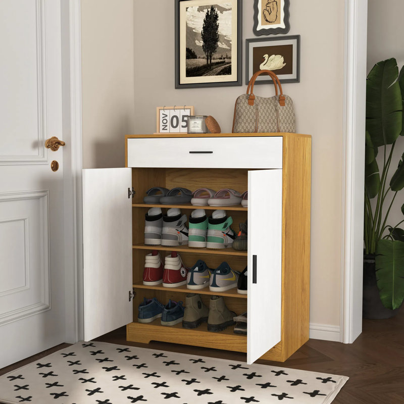 Range-chaussures à 4 niveaux avec 1 tiroir