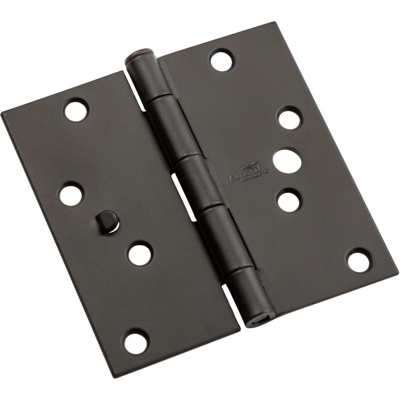 V512 4" SQR Hinge with Security Stud, Bright Brass