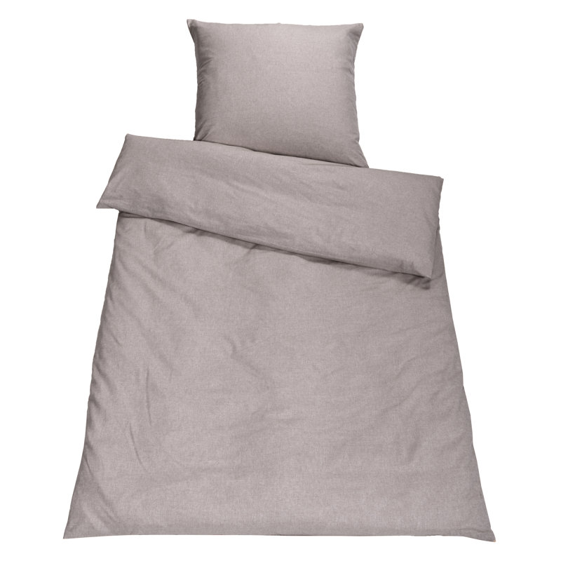 Aristeu Solid Colour Duvet Cover Set with Pillowcases, Single - 1 Pillowcase (80 x 80 cm), Pebble Grey
