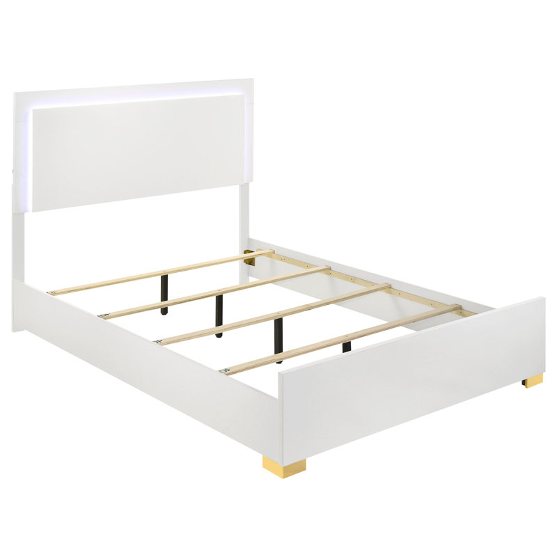 Sabrielle Manufactured Wood Bedroom Set, White, Twin, 4 Pcs: Bed, Nightstand, Dresser, Mirror