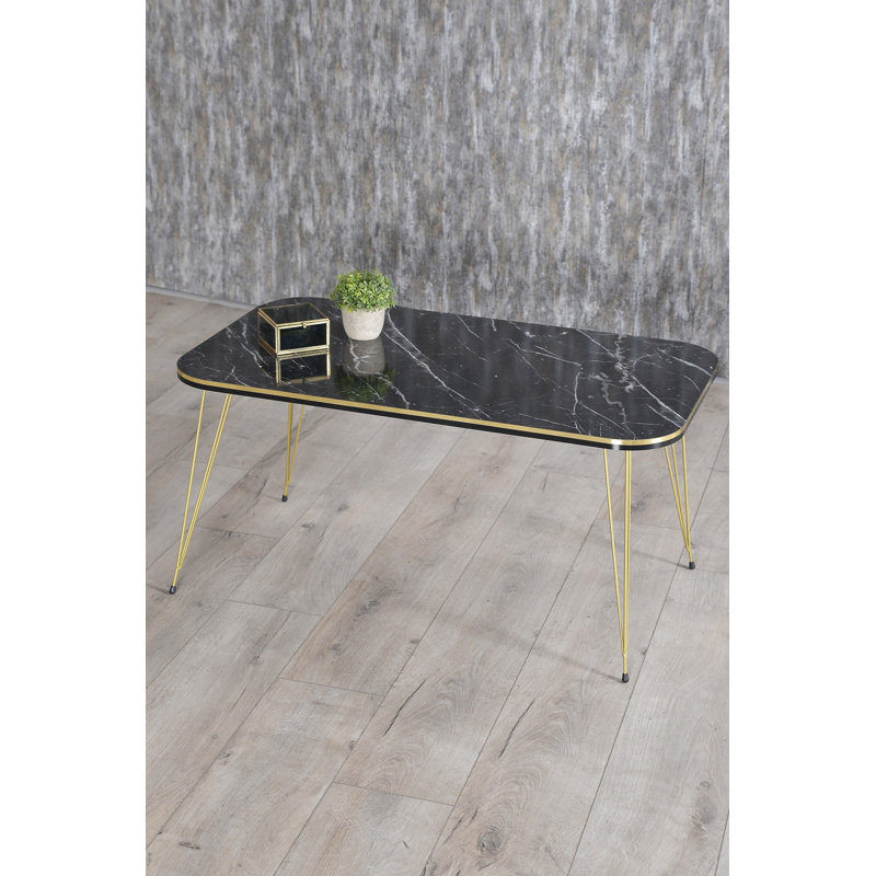 Colm Living Room Table Set, Black Marble