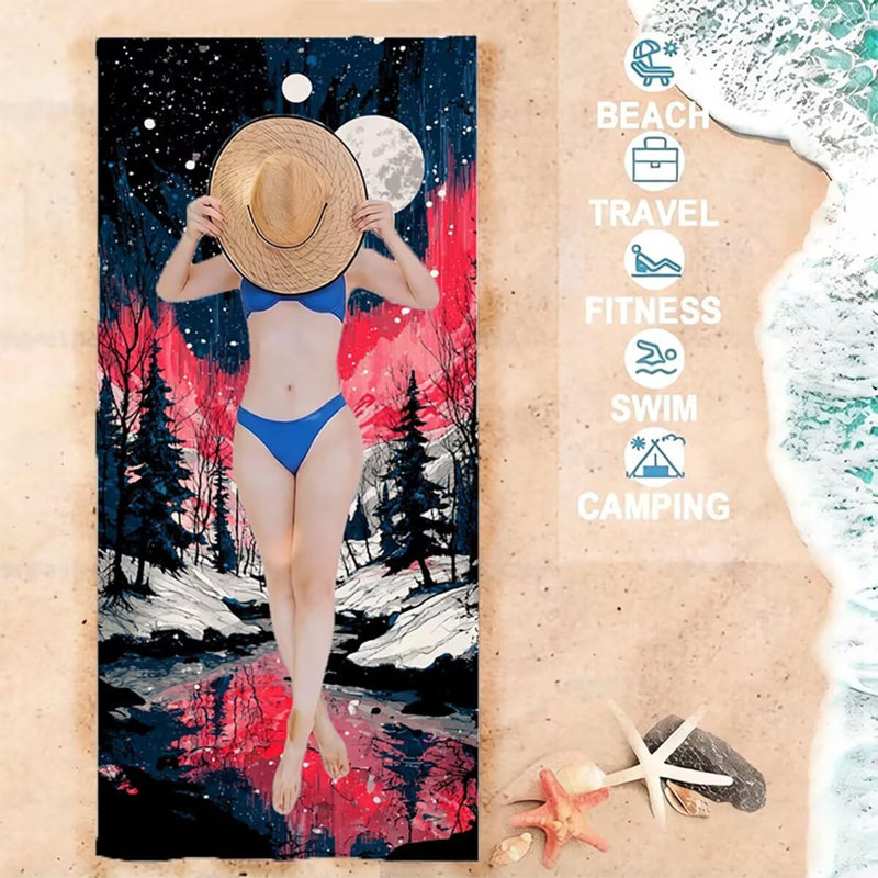 Serviette de plage en microfibre surdimensionnée et très grande Moon