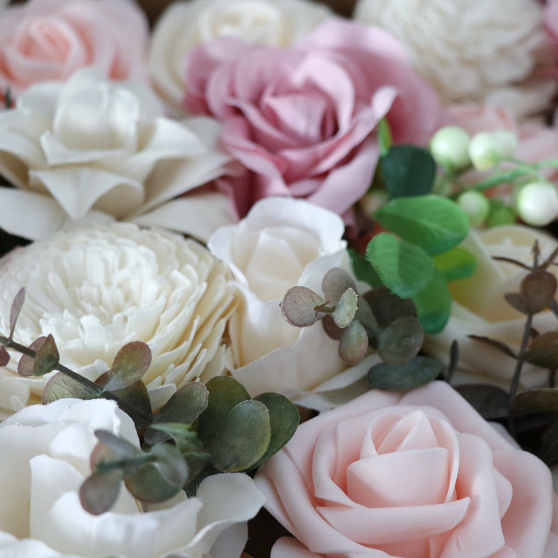 Ensemble de roses artificielles en soie avec tiges pour décoration intérieure