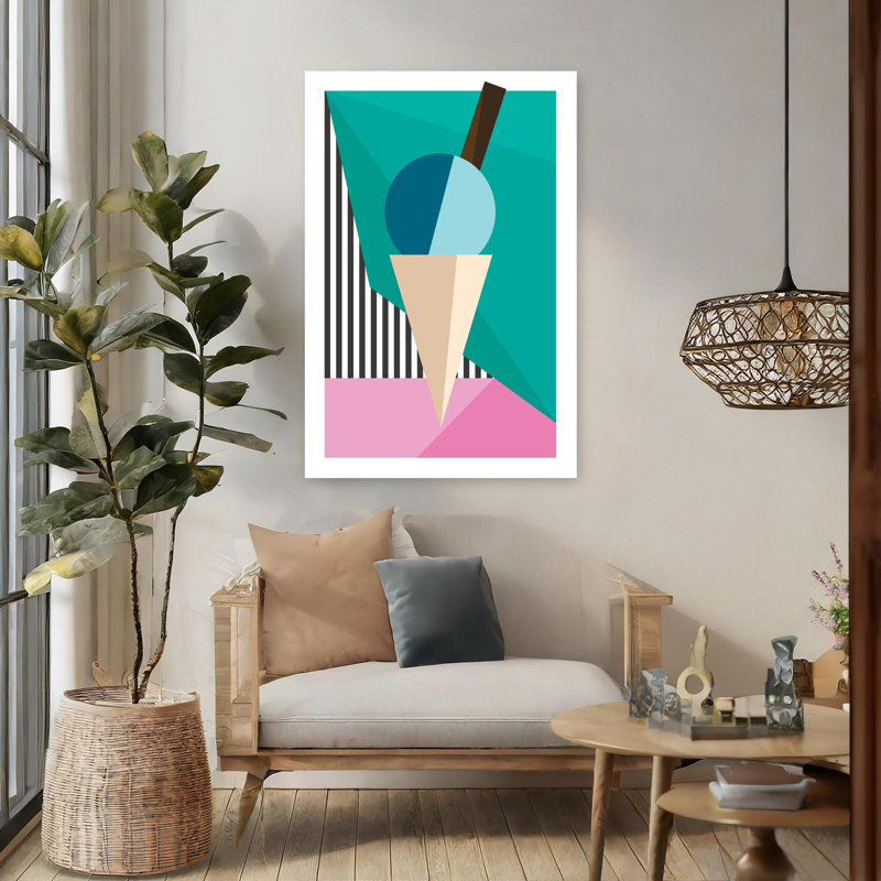 Art mural abstrait géométrique rétro, H 48 po x l 32 po