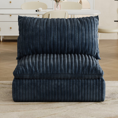 Velours côtelé en velours côtelé bleu avec coussin amovible double couche. Pour salon, chambre à coucher, appartement de conférence. Compression modulaire et haute densité, sans assemblage