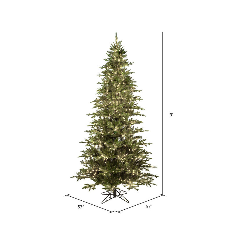 Kamas Fraiser Fir Artificial Christmas Tree with Warm White Low Voltage 3Mm LED Lights, 9' H