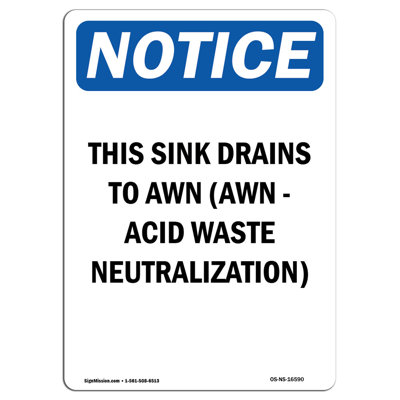 Sink Drain Awn Acid Waste Neutralization Sign