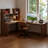 Nut-brown L-Shaped Solid Wood writing desk-118509560-118509564