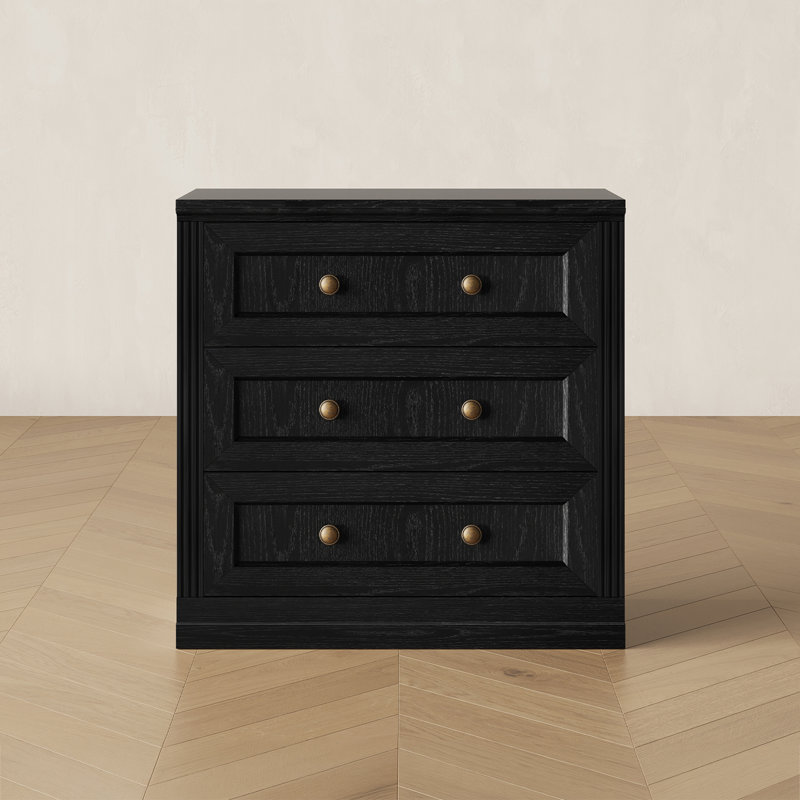 Monos Modular 3-Drawer Storage Cabinet with Doors (Set of 1), Black, Black