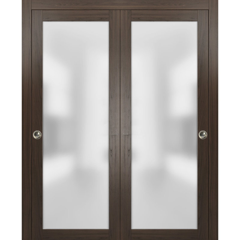 Portes coulissantes en verre givré Planum, Frêne miel, 56 po x 96 po